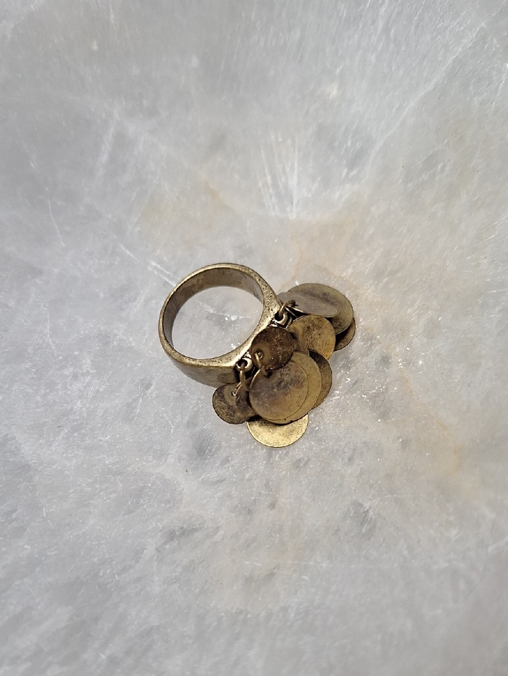 Vintage Bronze Statement Disc Dangle Ring